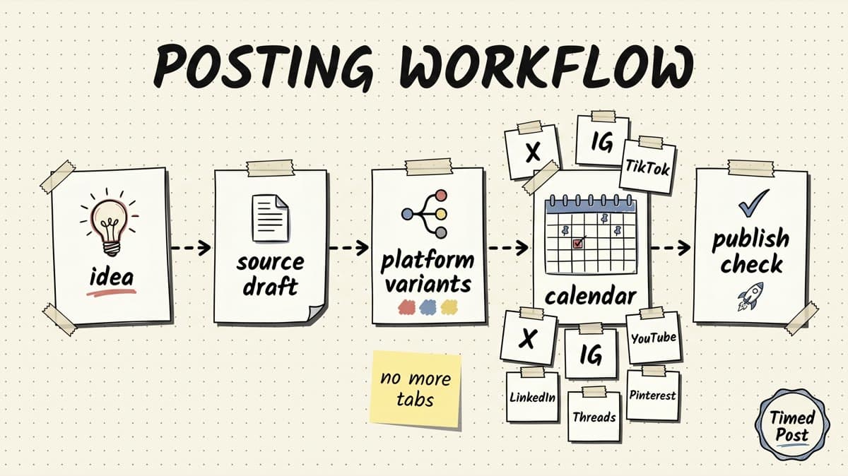 A Simple Social Media Posting Workflow for Creators Who Post Everywhere